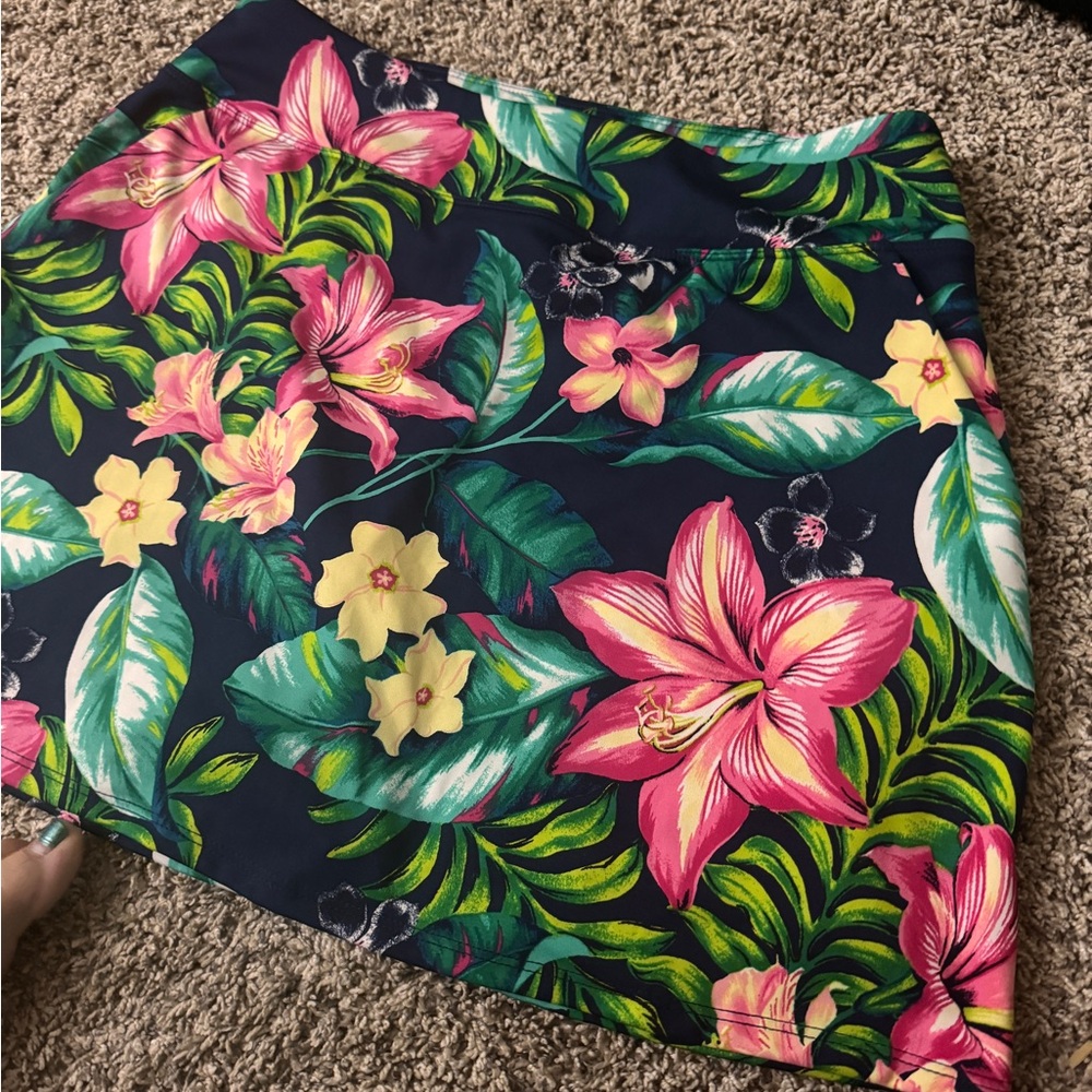 Tommy Bahama Pink and Yellow Asymmetrical Mini Skirt Resort Wear